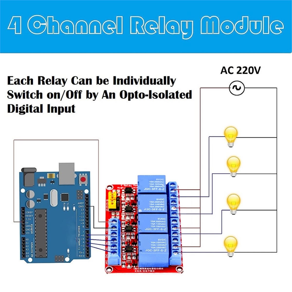 Relay Module 5V - A49T 4 Channel Relay Module 5V