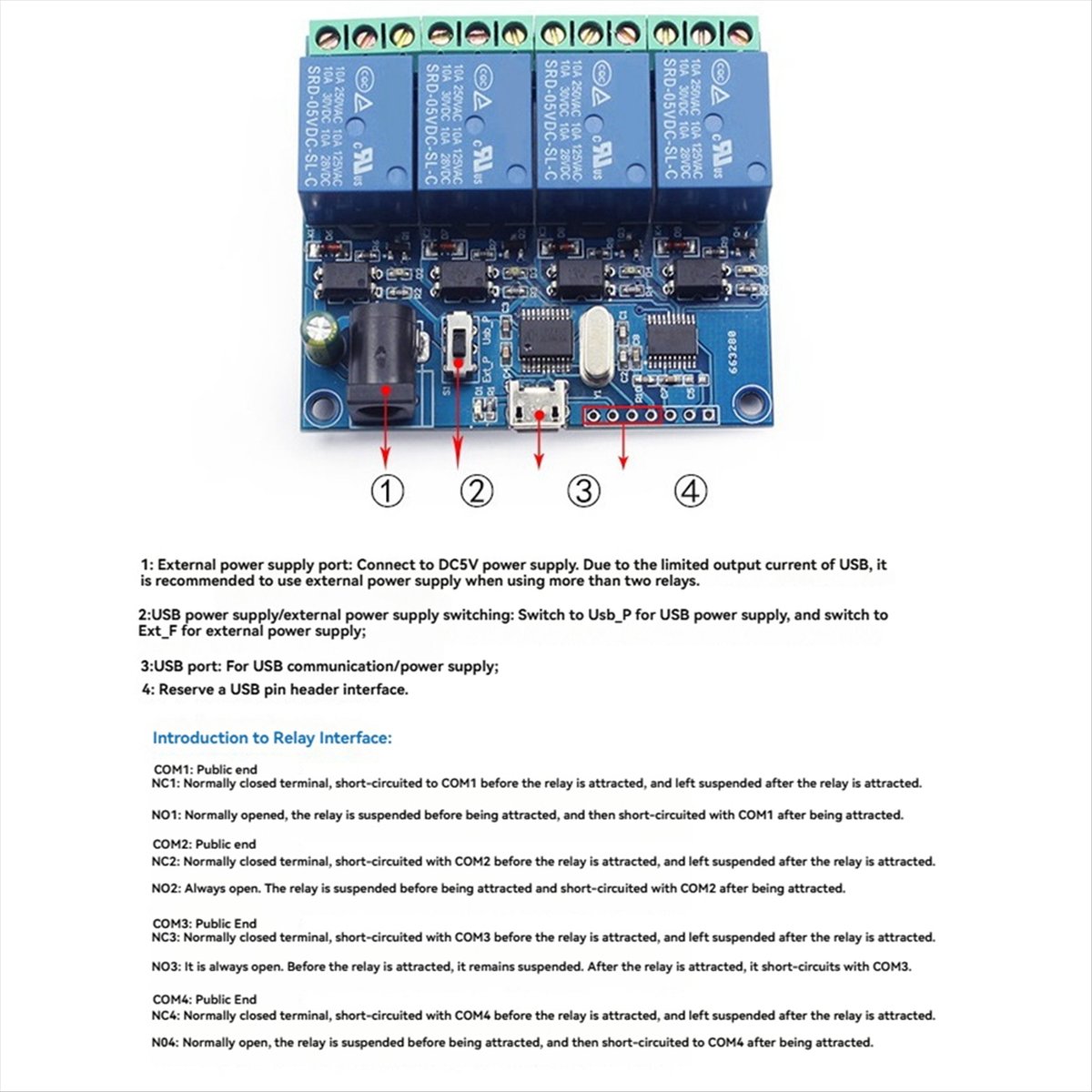 AT42 4 Channel USB Relay Modul - đánh giá và giá Relay Module 5V